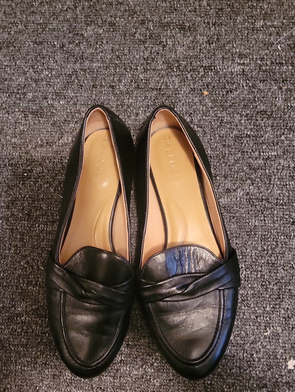 Talbots Black Leather Knot-Trim Loafers for Women